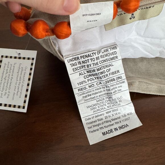 MacKenzie-Childs Cornucopia Beaded Embroidered Throw Pillow NWT Fall Decor 20x14 - Picture 4 of 13